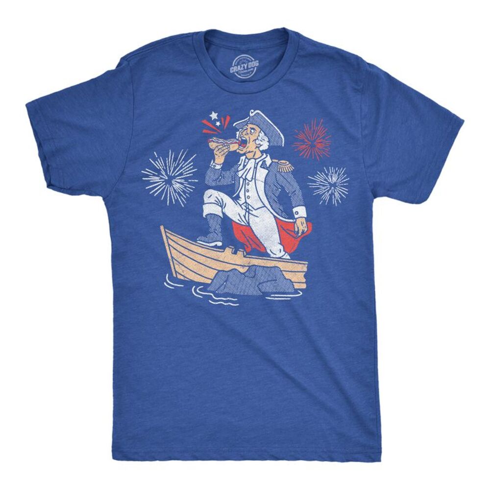 Mens Funny T Shirts George Washington Hot Dog Fourth Of July Tee For Men